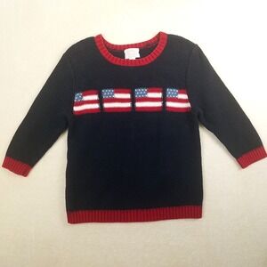 Christopher & Banks Navy Blue Red American Flag Knit Sweater‎ Women M patriotic
